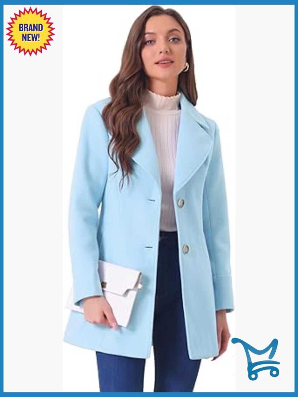 Elegant Wool Blend Overcoat Notched Collar Button Closure Long Winter Coat